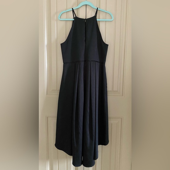 Aidan Mattox Black Hi Low Hem Halter Dress - Picture 2 of 7